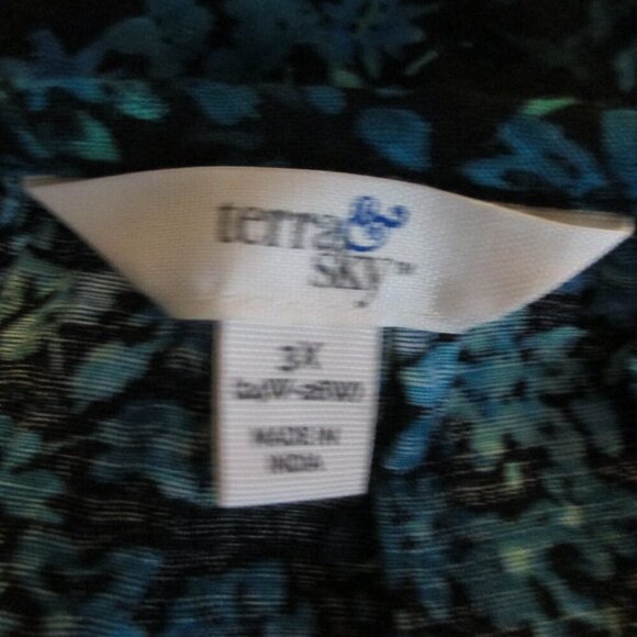 Terra & Sky Dress Knee Length Shirred Floral Belted with POCKETS 3X - Picture 9 of 11